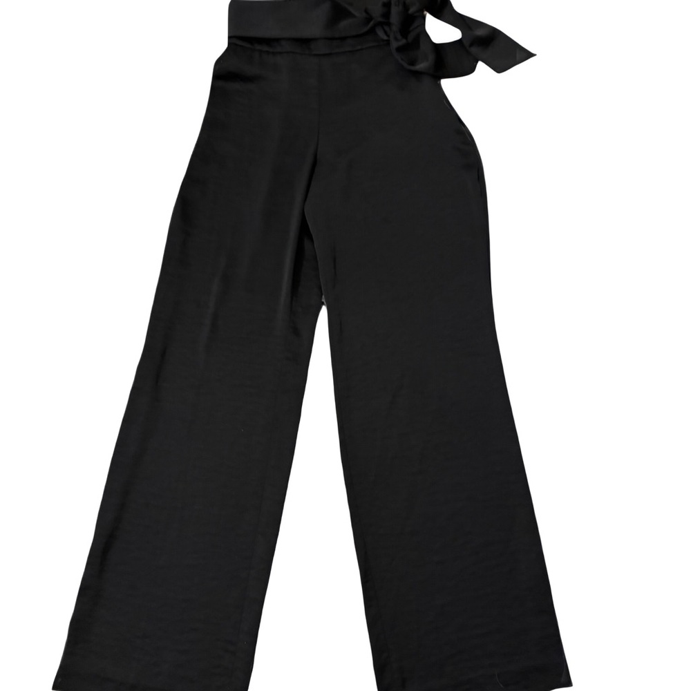 Express Black Wide-Leg Pants with Bow Detail